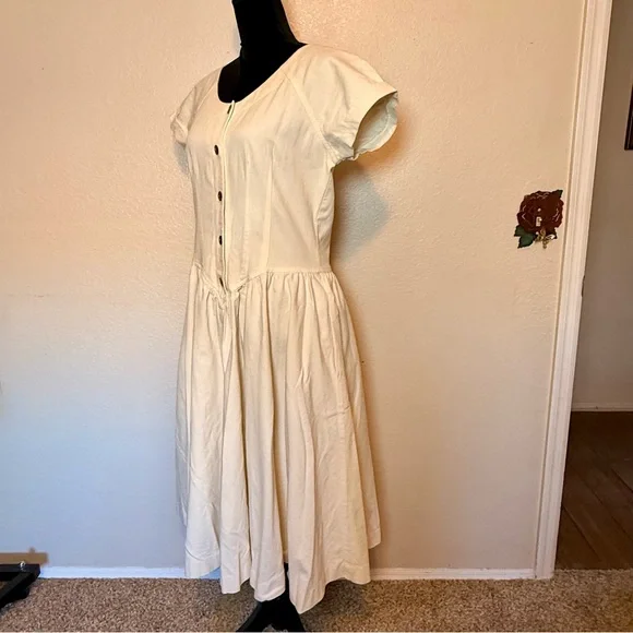 Vintage 1990โs Chorus Blues Cream Denim Prairie Dress Size 12 - Picture 4 of 13